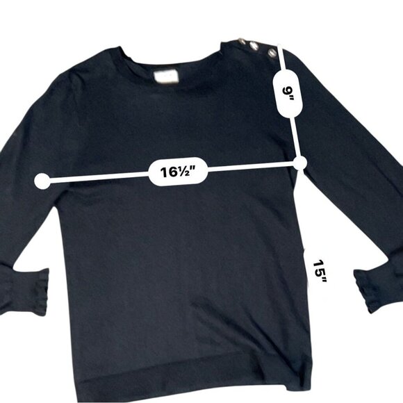 J.Crew Womens Ruffle Rhinestone Button Sweater XS Black Preppy Fall Fashion - Picture 9 of 9